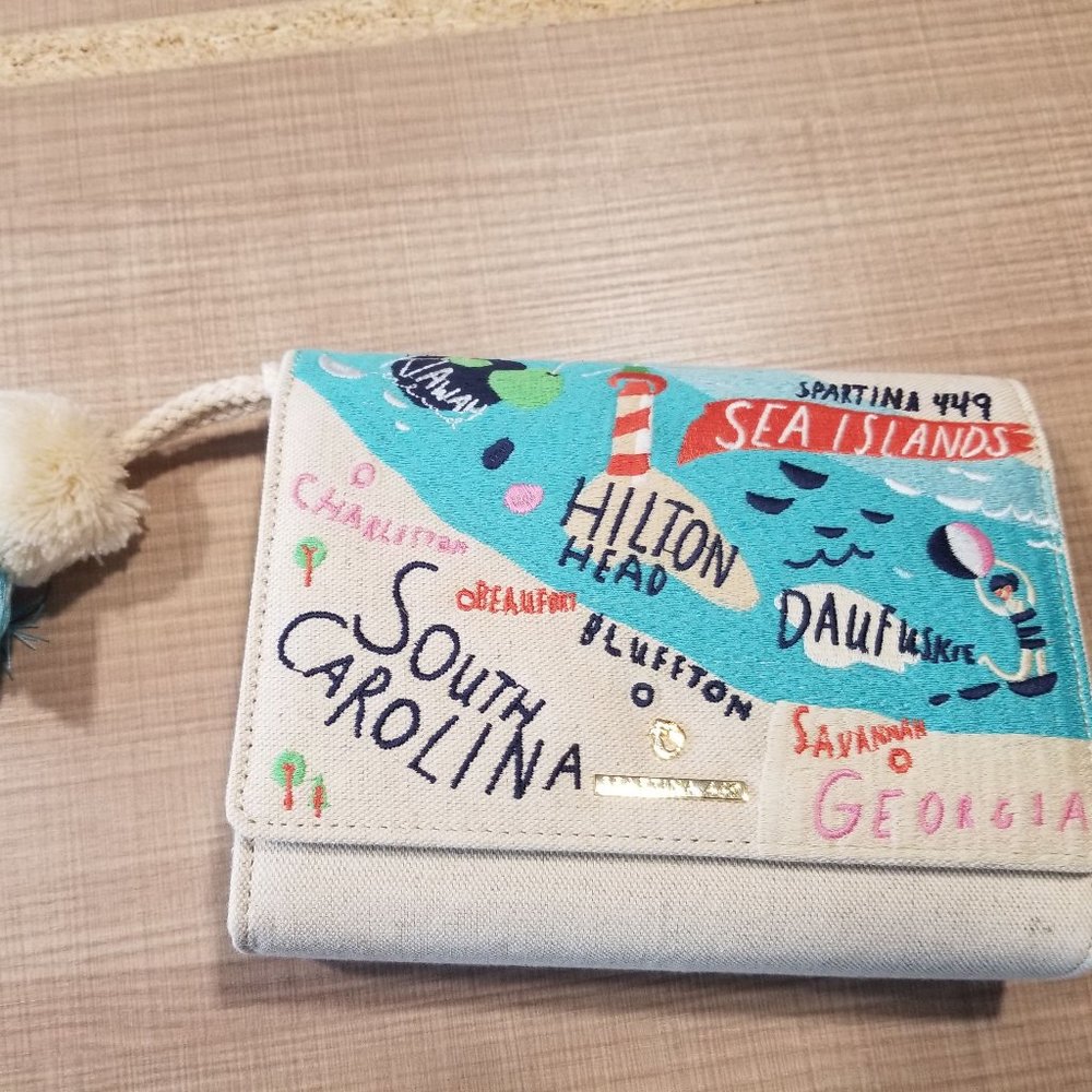 Spartina 449 South Carolina Embroidered Canvas Clutch Purse, NWOT